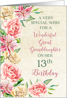 Country Flowers Great Granddaughter 13th Birthday Card