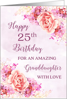 Pink Purple Watercolor Flowers Granddaughter 25th Birthday Card