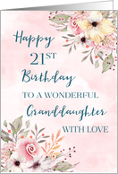Pink Watercolor Flowers Granddaughter 21st Birthday Card
