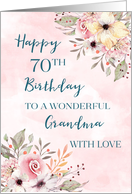 Pink Watercolor Flowers Grandma 70th Birthday Card