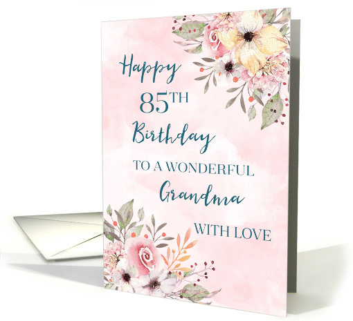 Pink Watercolor Flowers Grandma 85th Birthday card (1862470)