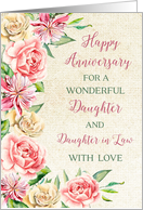 Country Flowers Daughter and Daughter in Law Anniversary Card