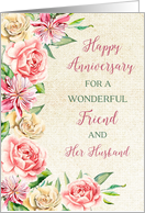 Country Flowers Friend and her Husband Anniversary Card