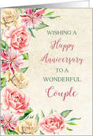 Country Watercolor Flowers for Couple Anniversary Card