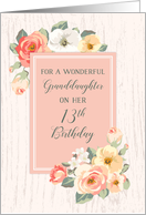 Rustic Peach Watercolor Flowers Granddaughter 13th Birthday Card