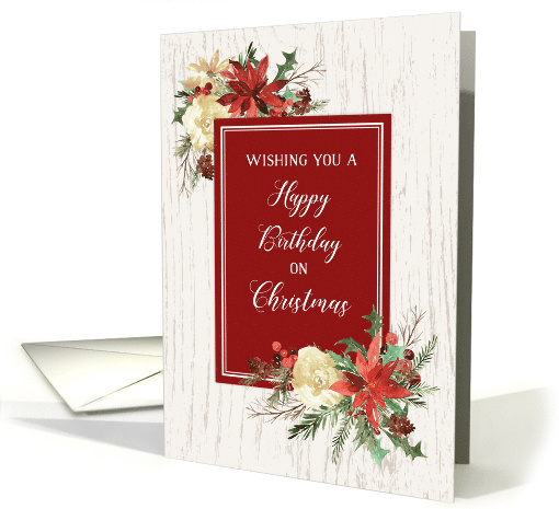 Rustic Floral Happy Birthday on Christmas card (1881082)
