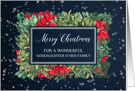 Winter Floral Goddaughter and her Family Merry Christmas card