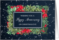Winter Floral Anniversary on Christmas Eve card