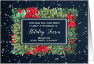 Winter Floral Custom Name Business Christmas Holiday card