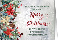 Winter Floral Daughter and Daughter in Law Merry Christmas card