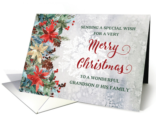 Winter Floral Grandson and his Family Merry Christmas card (1883592)