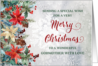 Winter Floral Godmother Merry Christmas card