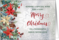 Winter Floral Niece Merry Christmas card