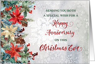 Winter Floral Anniversary on Christmas Eve card