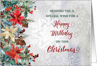 Winter Floral Birthday on Christmas card