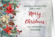 Winter Floral Teacher Merry Christmas card