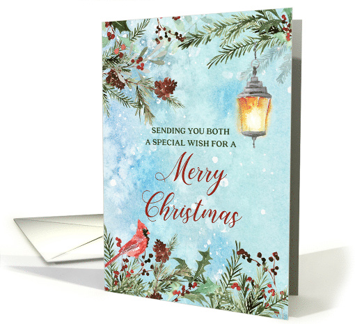Snowy Winter Greenery Merry Christmas for Couple card (1884356)