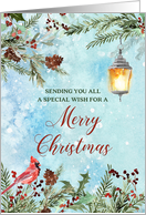 Snowy Winter Greenery Merry Christmas for Group card