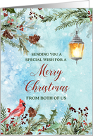 Snowy Winter Greenery Merry Christmas from Couple card