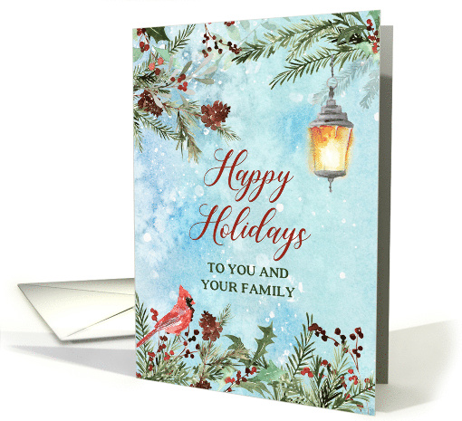 Snowy Winter Greenery Happy Holidays Christmas card (1884548)