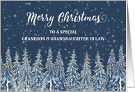 Snowy Night Winter Forest Grandson and Granddaughter in Law Christmas card