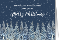 Snowy Night Winter Forest Merry Christmas card