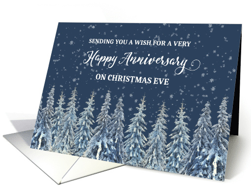 Snowy Night Winter Forest Anniversary on Christmas Eve card (1885410)