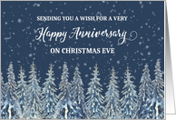 Snowy Night Winter Forest Anniversary on Christmas Eve card