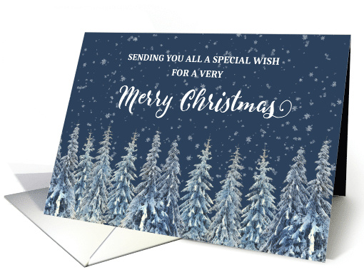 Snowy Night Winter Forest Merry Christmas for Group card (1885436)