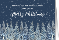 Snowy Night Winter Forest Merry Christmas for Group card