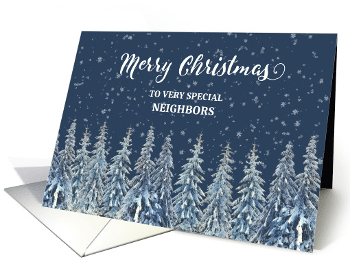 Snowy Night Winter Forest Neighbors Merry Christmas card (1885464)