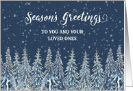 Snowy Night Winter Forest Season’s Greetings Christmas card
