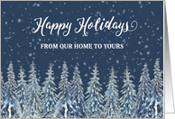 Snowy Night Winter Forest Happy Holidays From our Home to Yours card