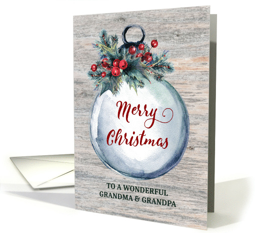 Rustic Ornament Grandparents Merry Christmas card (1885926)