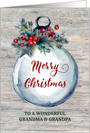 Rustic Ornament Grandparents Merry Christmas card