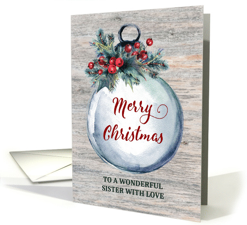 Rustic Ornament Sister Merry Christmas card (1886350)