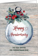 Rustic Ornament Anniversary on Christmas card