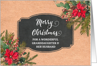Vintage Paper Poinsettia Granddaughter and her Husband Merry Christmas card