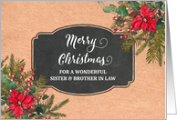 Vintage Paper Poinsettias Sister and Brother in Law Merry Christmas card
