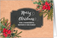 Vintage Paper Poinsettias Nephew and his Family Merry Christmas card