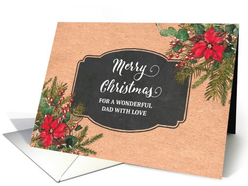 Vintage Paper Poinsettias Dad Merry Christmas card (1886820)