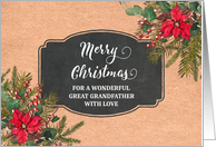 Vintage Paper Poinsettias Great Grandfather Merry Christmas card