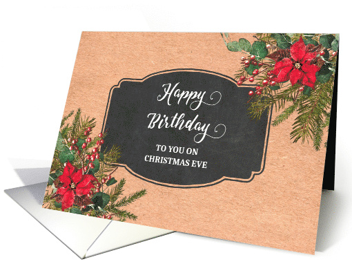 Vintage Paper Poinsettias Birthday on Christmas Eve card (1887066)