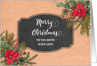 Vintage Paper Poinsettias Merry Christmas for Couple card