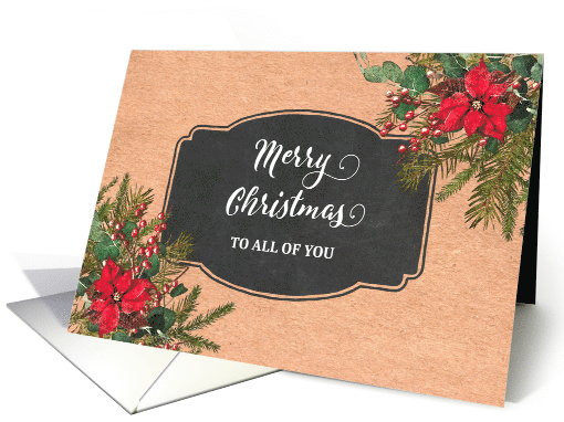 Vintage Paper Poinsettias Merry Christmas for Group card (1887084)