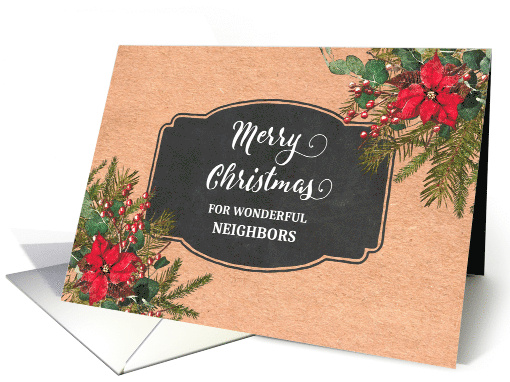 Vintage Paper Poinsettias Neighbors Merry Christmas card (1887092)