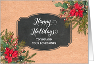 Vintage Paper Poinsettias Happy Holidays Christmas card