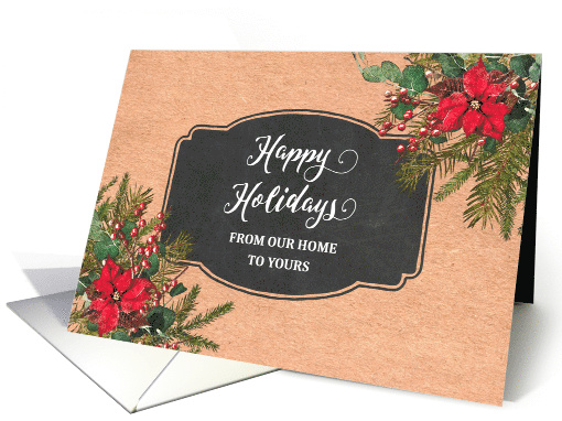 Vintage Paper Poinsettias From our Home to Yours Happy Holidays card