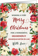 Rustic Winter Flower Grandson and Granddaughter in Law Merry Christmas card