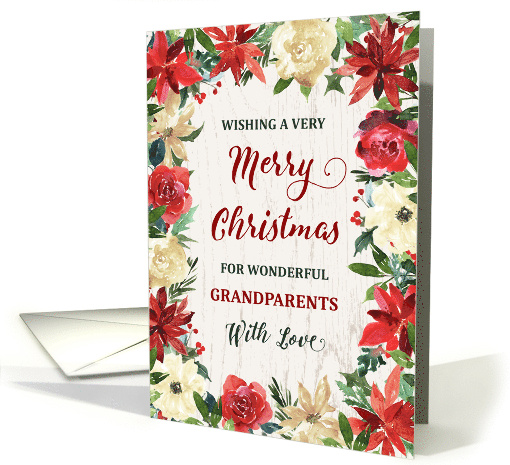 Rustic Winter Flowers Grandparents Merry Christmas card (1887964)